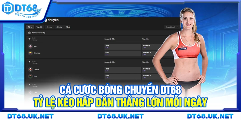 Cá cược bóng chuyền DT68 - Tỷ lệ kèo hấp dẫn thắng lớn mỗi ngày