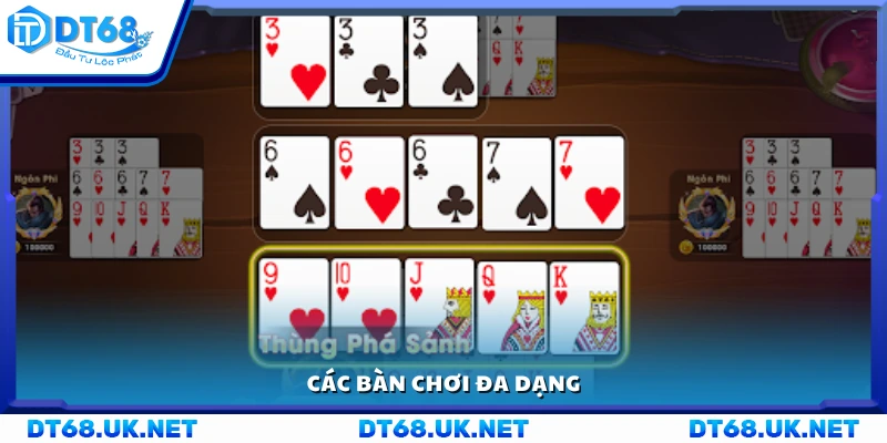 Bàn chơi mậu binh DT68 đa dạng và hấp dẫn