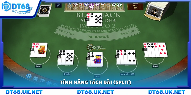 Cách sử dụng tính năng Tách bài trong Blackjack